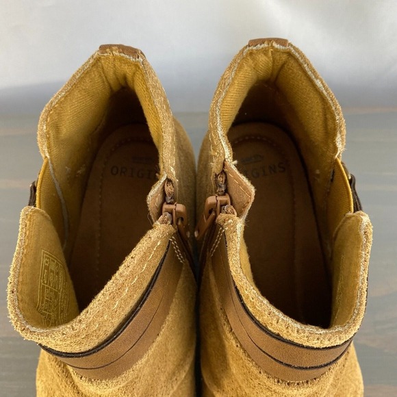 Earth Origins Odel Western Suede Ankle Boots Women Size 9 Bone Brown Chunky Heel - Picture 7 of 12